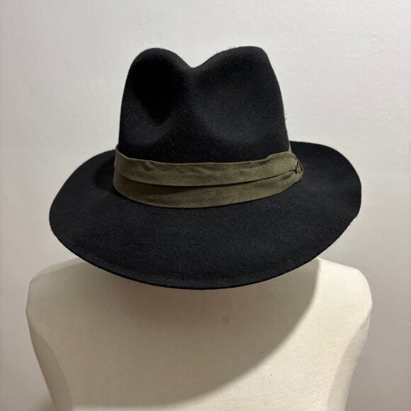 Fallen BROKEN street The Momernt Wide Felt hat in black with olive suede band main image 4
